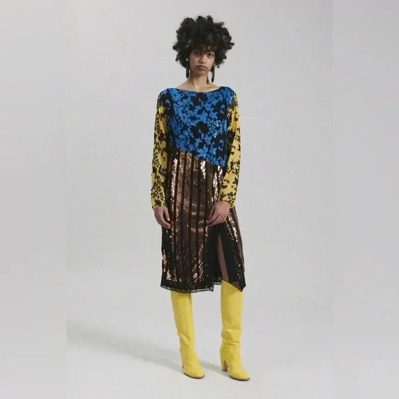 Rachel Comey Dancando Sequin Dress Size 00 Color Black Blue